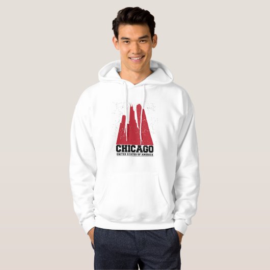 Chicago, Illinois | Red City Skyline Hoodie (Voorkant volledig)