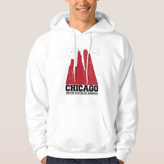 Chicago, Illinois | Red City Skyline Hoodie (Voorkant)