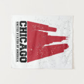 Chicago, Illinois | Red City Skyline Wandkleed (Voorkant (horizontaal))