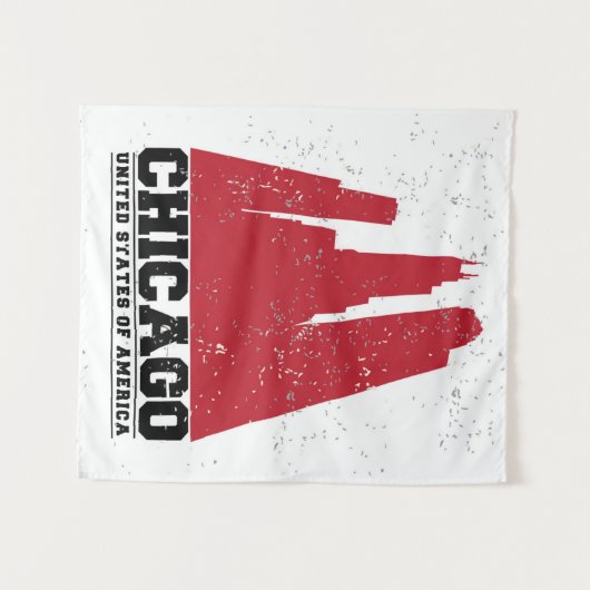 Chicago, Illinois | Red City Skyline Wandkleed (Voorkant (horizontaal))