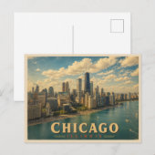 Chicago Illinois Reis in stijl Briefkaart (Voorkant / Achterkant)