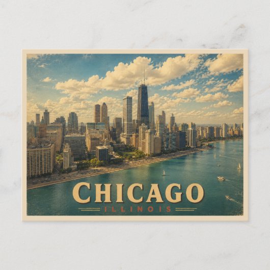 Chicago Illinois Reis in stijl Briefkaart (Voorkant)