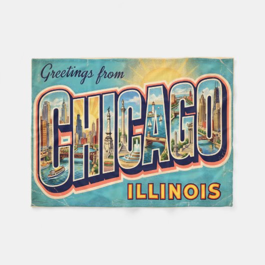 Chicago Illinois Reis naar het verleden Fleece Deken (Voorkant (Horizontaal))