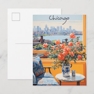 Chicago Illinois Reis Stad Schilderen Esthetisch Briefkaart