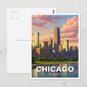 Chicago Illinois Reizen Briefkaart (Voorkant / Achterkant)