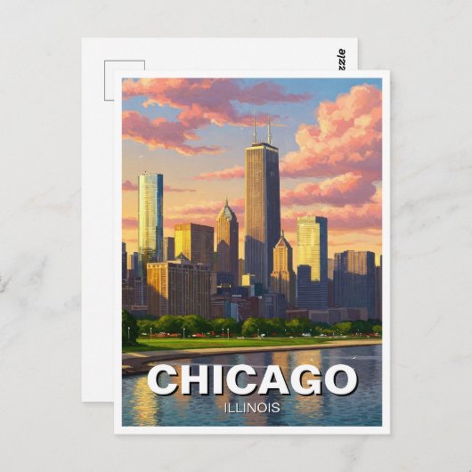 Chicago Illinois Reizen Briefkaart (Voorkant / Achterkant)