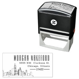 Chicago, Illinois Resident | Moderne Deco skyline Zelfinktende Stempel
