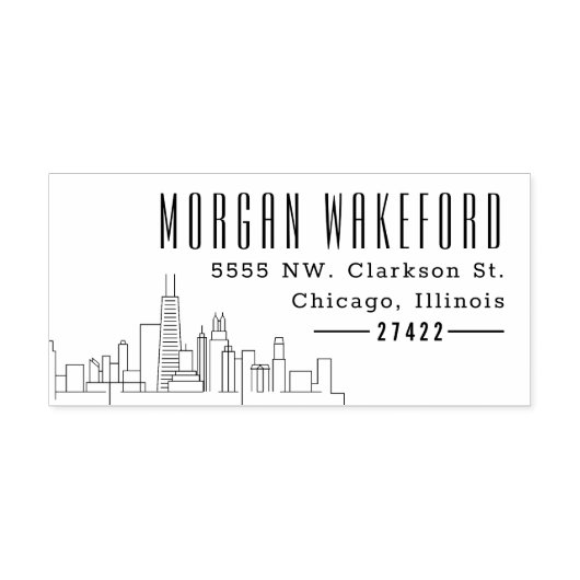 Chicago, Illinois Resident | Moderne Deco skyline Zelfinktende Stempel (Design)