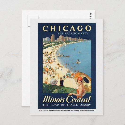 Chicago Illinois Retro Reizen Briefkaart (Voorkant / Achterkant)