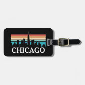 Chicago Illinois  Retro Sunset Skyline Bagagelabel (Voorkant horizontaal)
