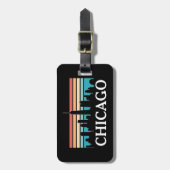 Chicago Illinois  Retro Sunset Skyline Bagagelabel (Voorkant verticaal)