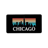Chicago Illinois  Retro Sunset Skyline Etiket (Voorkant)