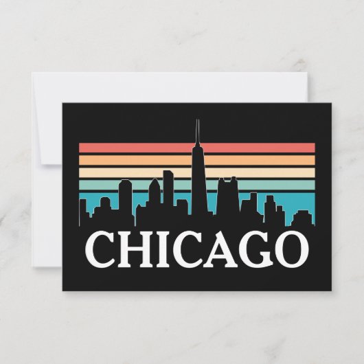 Chicago Illinois  Retro Sunset Skyline Kaart (Voorkant)
