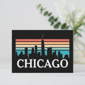 Chicago Illinois  Retro Sunset Skyline Kaart (Staand voorkant)