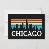 Chicago Illinois  Retro Sunset Skyline