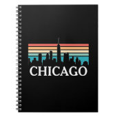 Chicago Illinois  Retro Sunset Skyline Notitieboek (Voorkant)