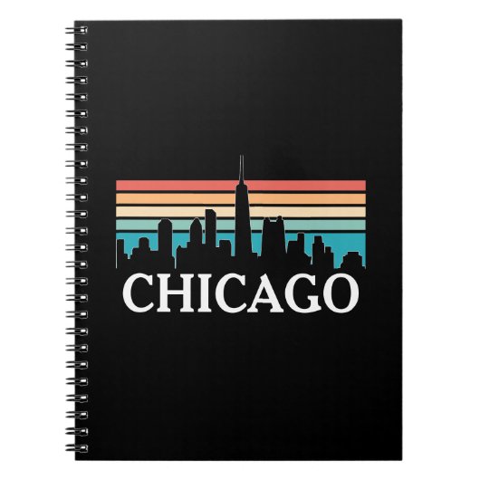 Chicago Illinois  Retro Sunset Skyline Notitieboek (Voorkant)