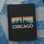 Chicago Illinois  Retro Sunset Skyline Notitieboek