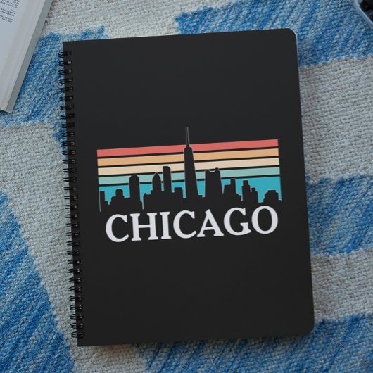 Chicago Illinois  Retro Sunset Skyline Notitieboek
