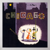 Chicago Illinois  Retro Travel Poster (Voorkant)