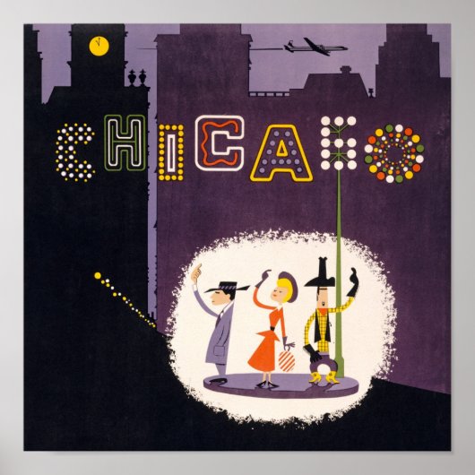 Chicago Illinois  Retro Travel Poster (Voorkant)
