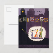 Chicago Illinois  Retro Travel Poster Briefkaart (Voorkant / Achterkant)