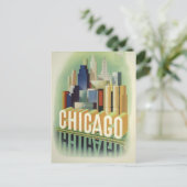 Chicago Illinois Retro Vintage Travel Poster Briefkaart (Staand voorkant)