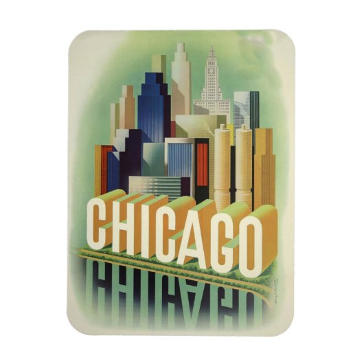 Chicago Illinois Retro Vintage Travel Poster Magneet (Verticaal)