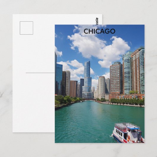 Chicago Illinois River CIty Skyline Travel Photo Briefkaart (Voorkant / Achterkant)