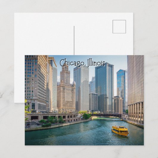 Chicago Illinois Riverway Briefkaart (Voorkant / Achterkant)