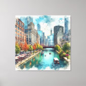 Chicago Illinois rivier muurkunst  Canvas Afdruk (Voorkant)
