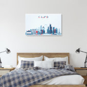 Chicago, Illinois | Rode, witte en blauwe skies Canvas Afdruk (Insitu (Slaapkamer))