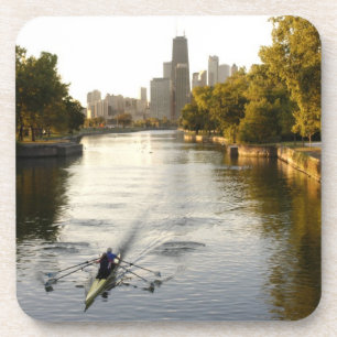 Chicago, Illinois, Roeiers in Lincoln Park-lagune Bier Onderzetter