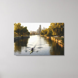 Chicago, Illinois, Roeiers in Lincoln Park-lagune Canvas Afdruk
