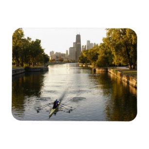 Chicago, Illinois, roeiers in Lincoln Park-lagune Magneet