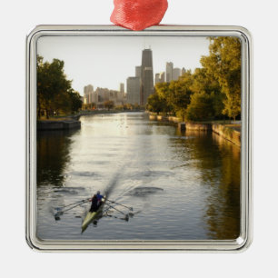 Chicago, Illinois, roeiers in Lincoln Park-lagune Metalen Ornament