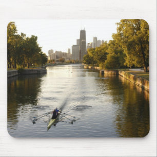 Chicago, Illinois, Roeiers in Lincoln Park-lagune Muismat