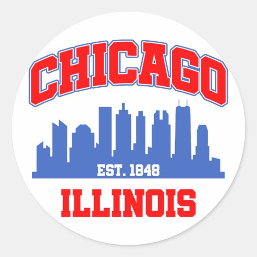 Chicago, Illinois Ronde Sticker (Voorkant)