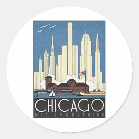 Chicago Illinois Ronde Sticker (Voorkant)