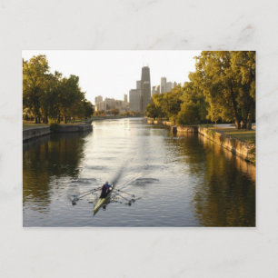 Chicago, Illinois, Rowers in Lincoln Park lagune Briefkaart