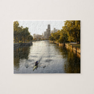 Chicago, Illinois, Rowers in Lincoln Park lagune Legpuzzel