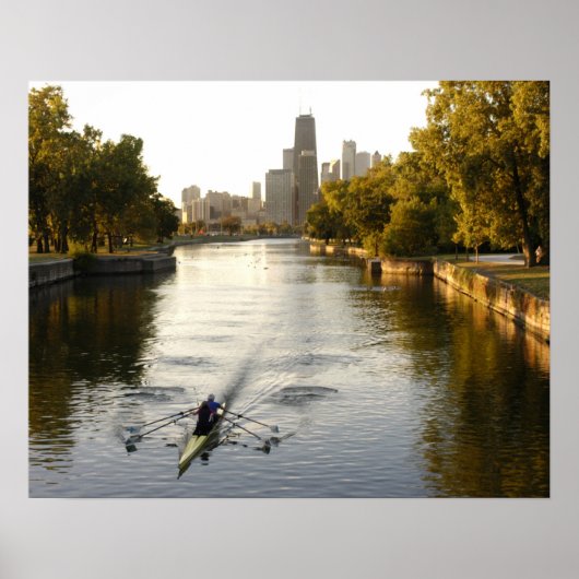 Chicago, Illinois, Rowers in Lincoln Park lagune Poster (Voorkant)