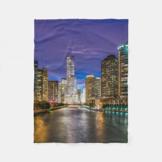 Chicago Illinois 's nachts Fleece Deken (Voorkant)