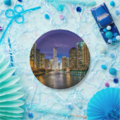 Chicago Illinois 's nachts Papieren Bordje (Feest)