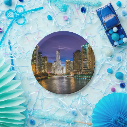 Chicago Illinois 's nachts Papieren Bordje (Feest)