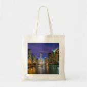 Chicago Illinois 's nachts Tote Bag (Voorkant)