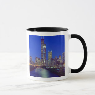 Chicago, Illinois, Silhouet bij nacht met Chicago Mok