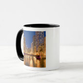 Chicago, Illinois, Silhouet en Chicago River bij Mok (Voorkant links)