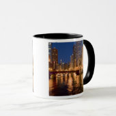 Chicago, Illinois, Silhouet en Chicago River om 2 Mok (Voorkant rechts)
