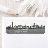 Chicago Illinois Silhouet Etiket (Insitu)